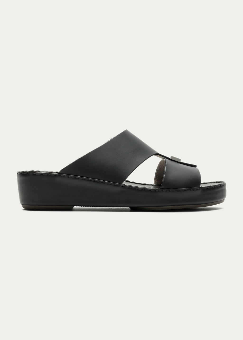 LUXURY BUCKLE CALF LEATHER SANDALS-PARTHENON SERIES-MATTE BLACK