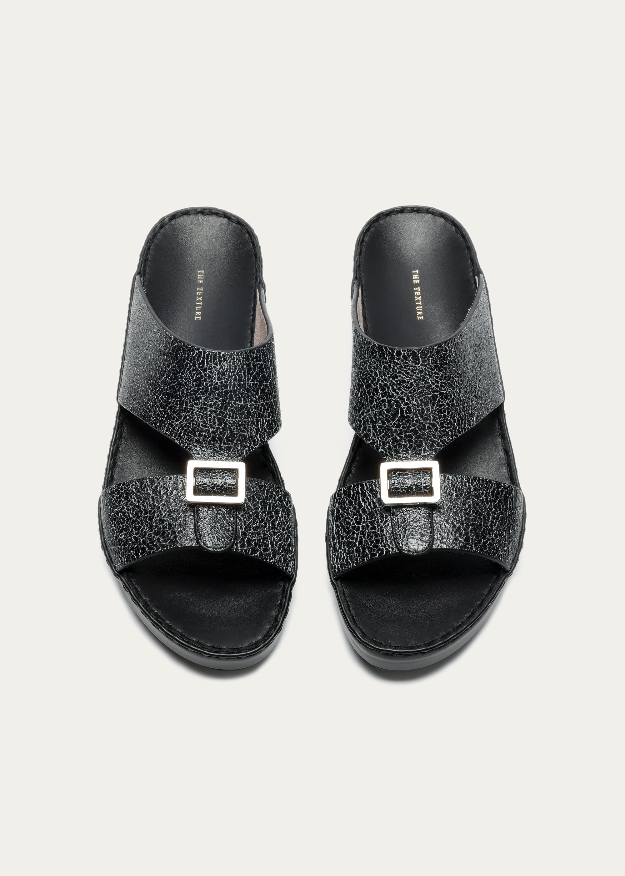UNIQUE ICE CARKLE SANDALS-ICE CRACKLE SERIES-MIDNIGHT BLACK