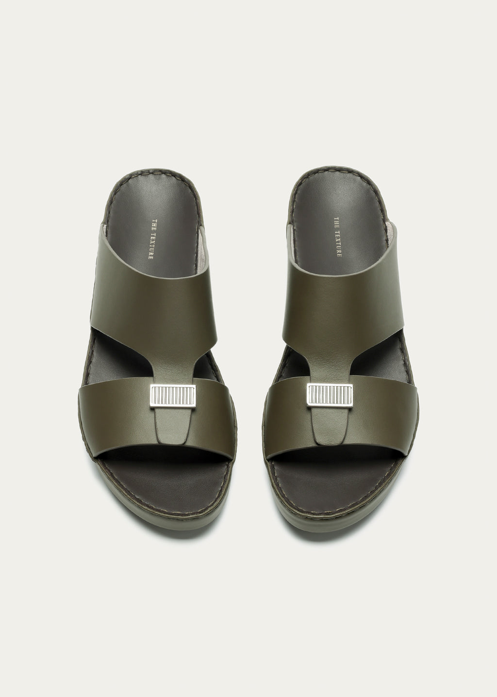 LUXURY BUCKLE CALF LEATHER SANDALS-PARTHENON SERIES-OLIVE