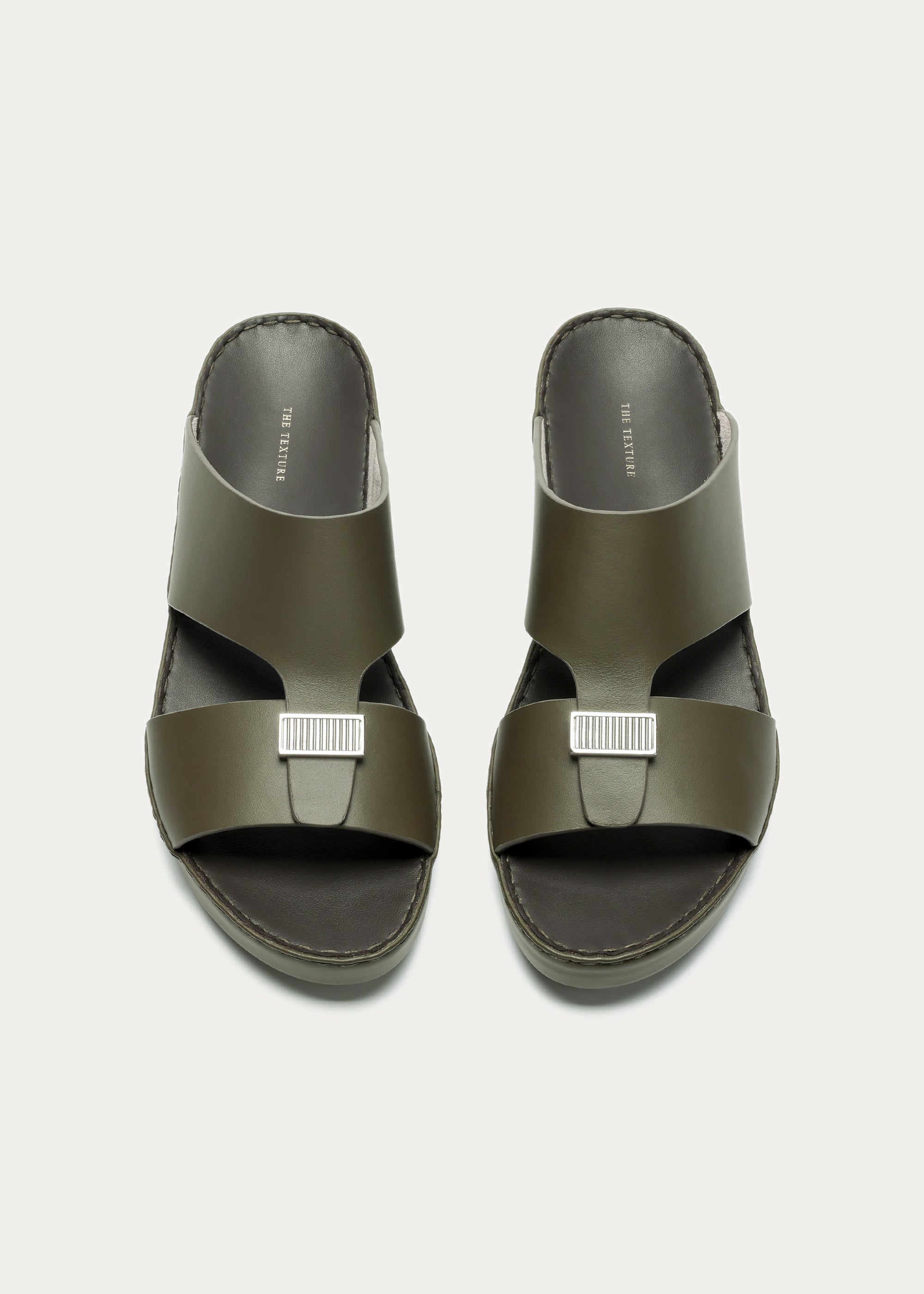 LUXURY BUCKLE CALF LEATHER SANDALS-PARTHENON SERIES-OLIVE