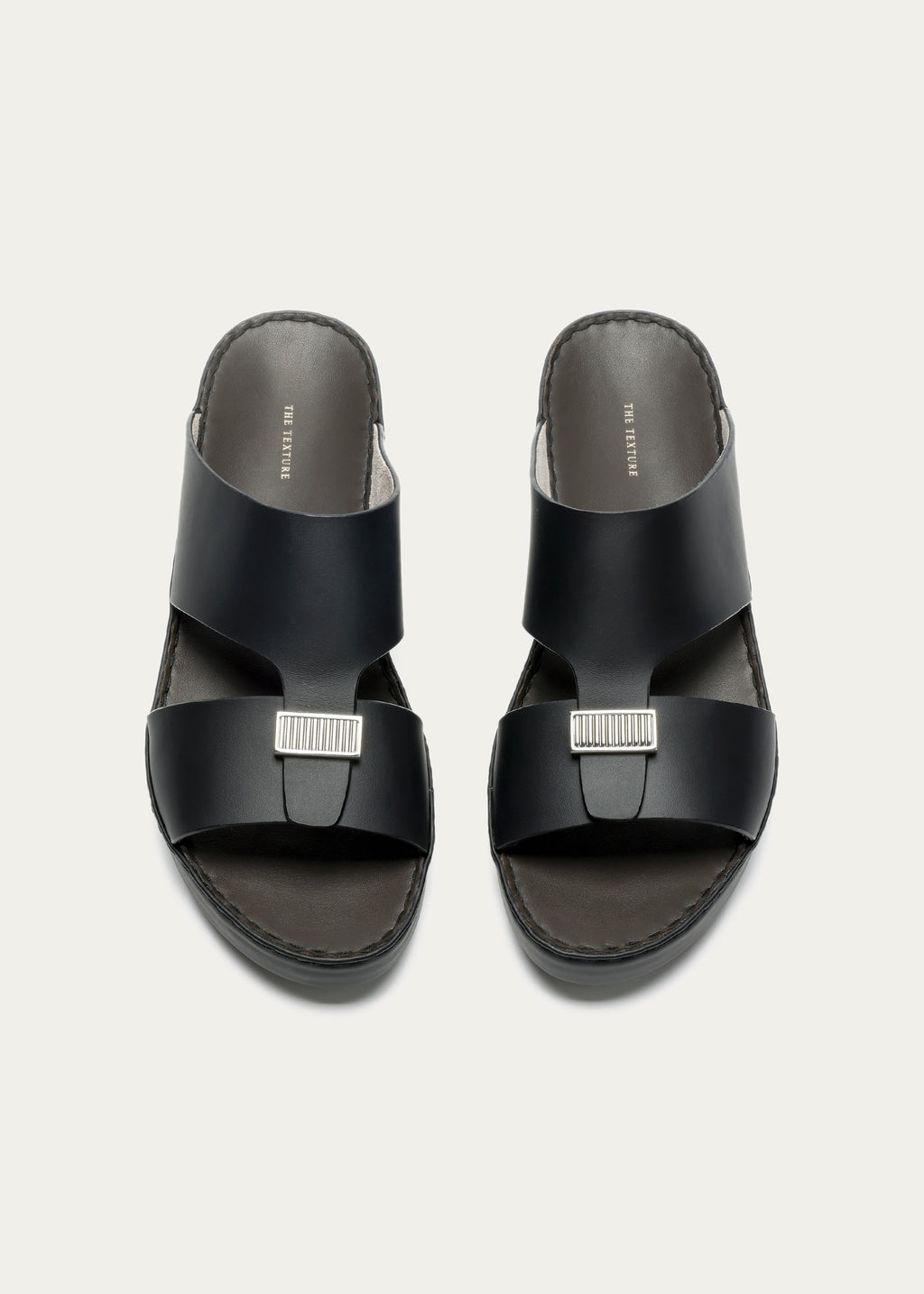 LUXURY BUCKLE CALF LEATHER SANDALS-PARTHENON SERIES-MATTE BLACK