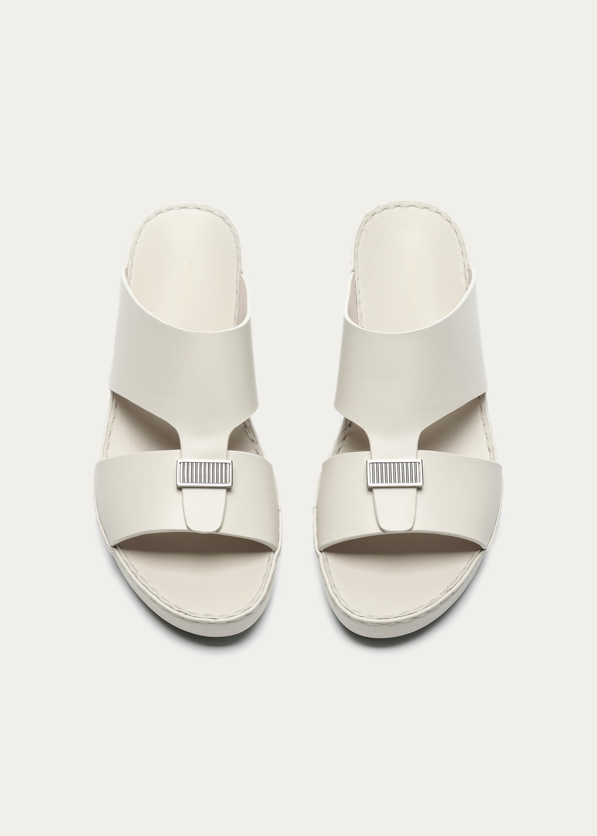 LUXURY BUCKLE CALF LEATHER SANDALS-PARTHENON SERIES-CREAM WHITE