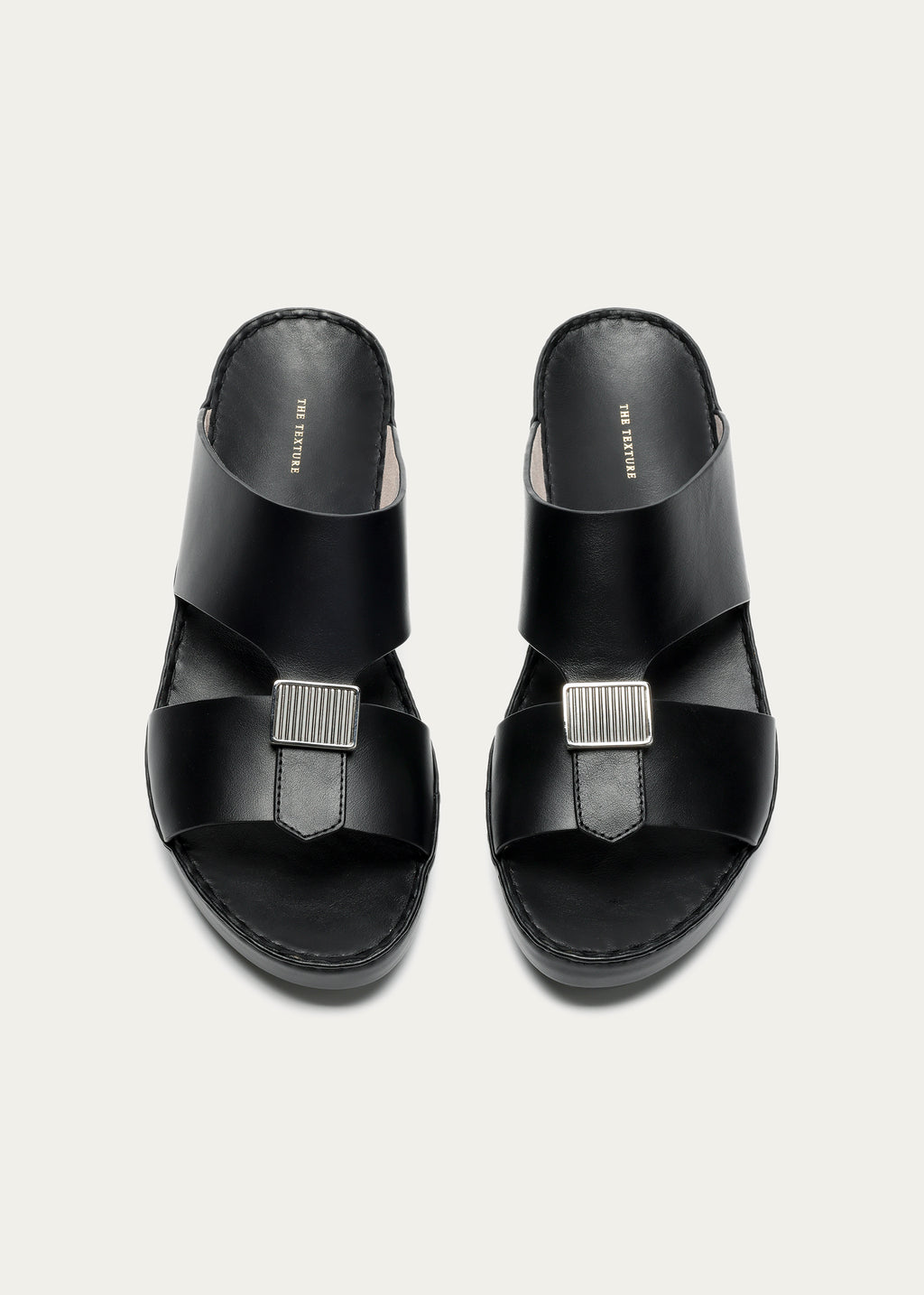 MATTE CALF LEATHER SANDALS-PHANTOM SERIES-DEEP BLACK