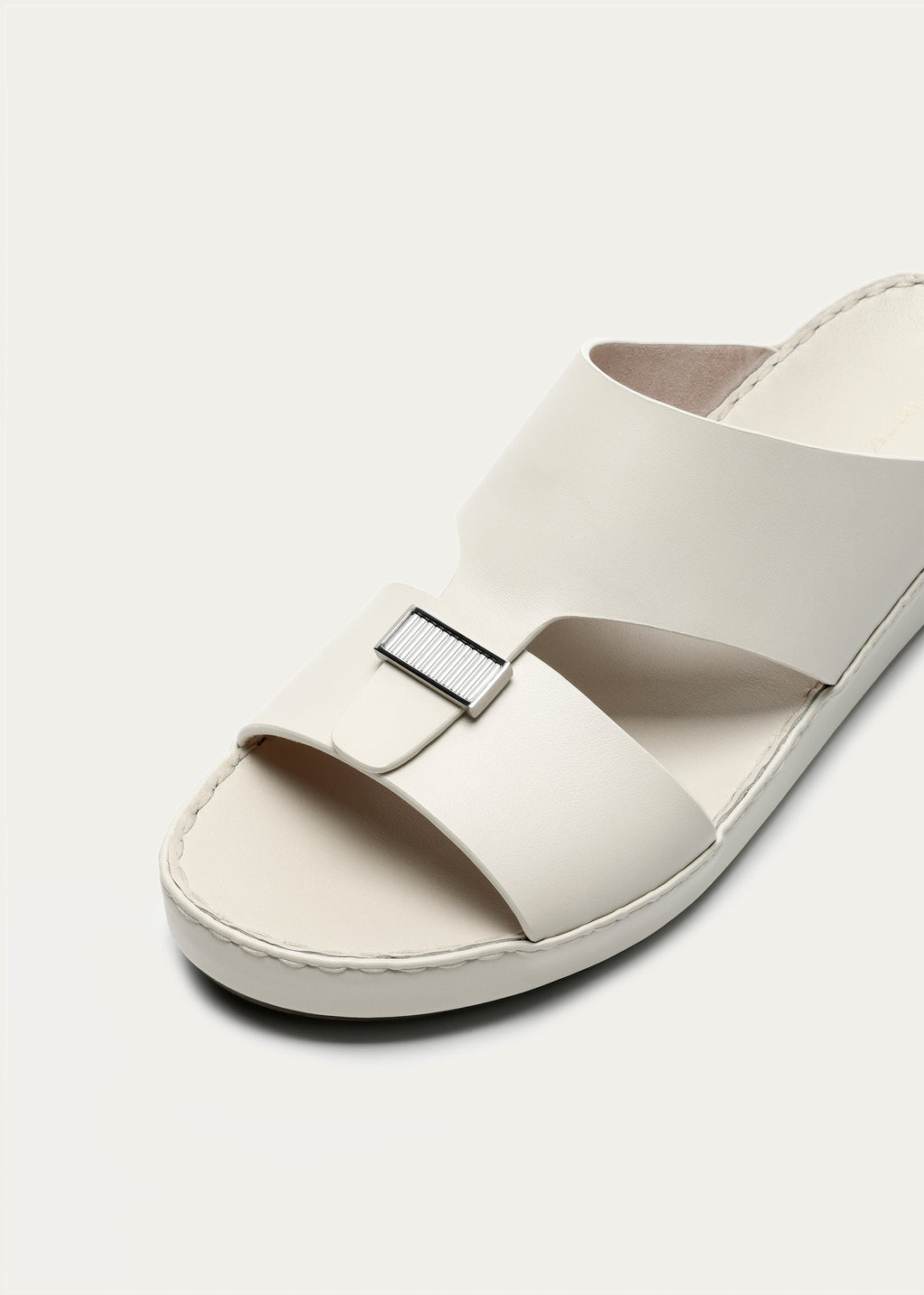 LUXURY BUCKLE CALF LEATHER SANDALS-PARTHENON SERIES-CREAM WHITE