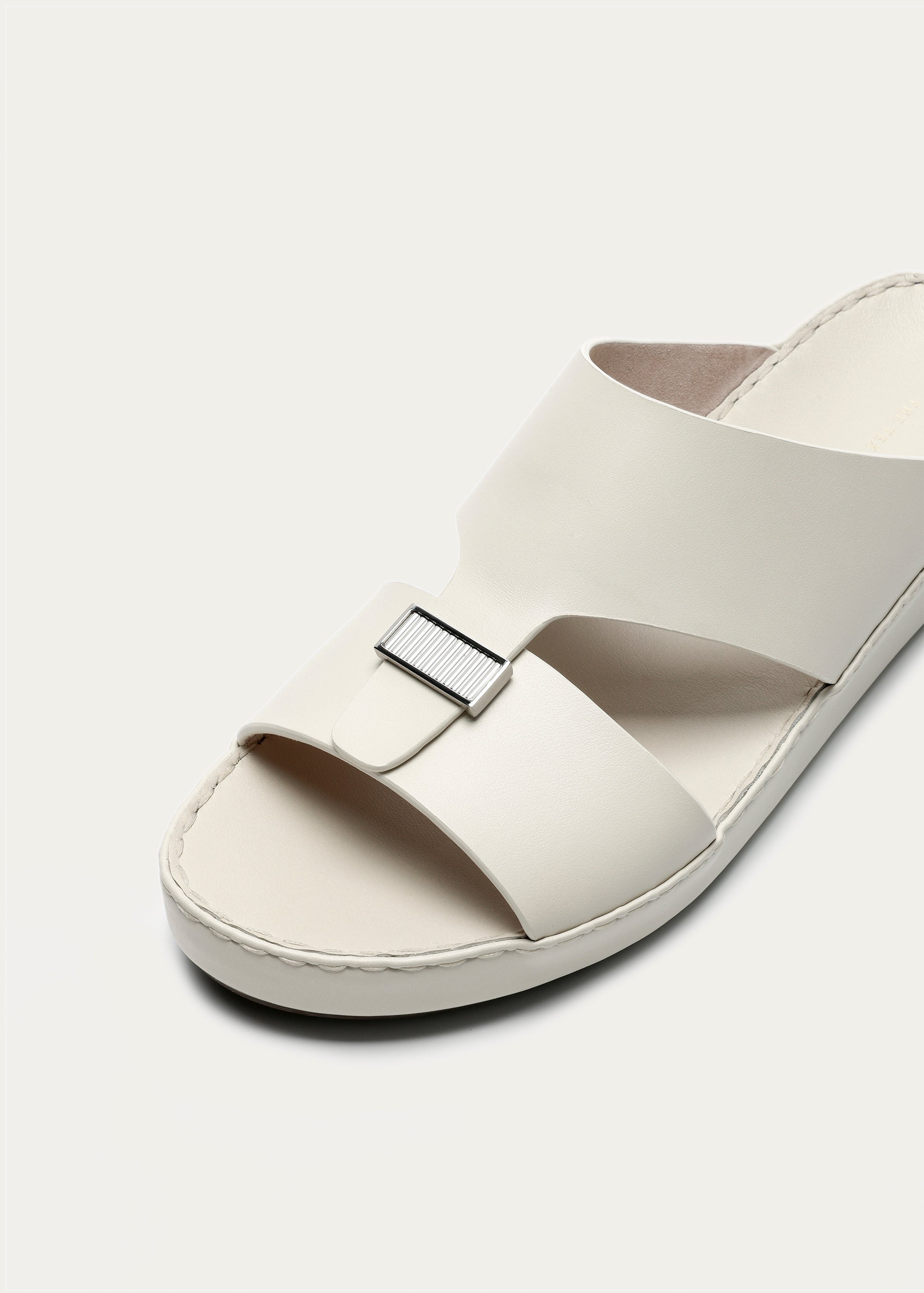 LUXURY BUCKLE CALF LEATHER SANDALS-PARTHENON SERIES-CREAM WHITE