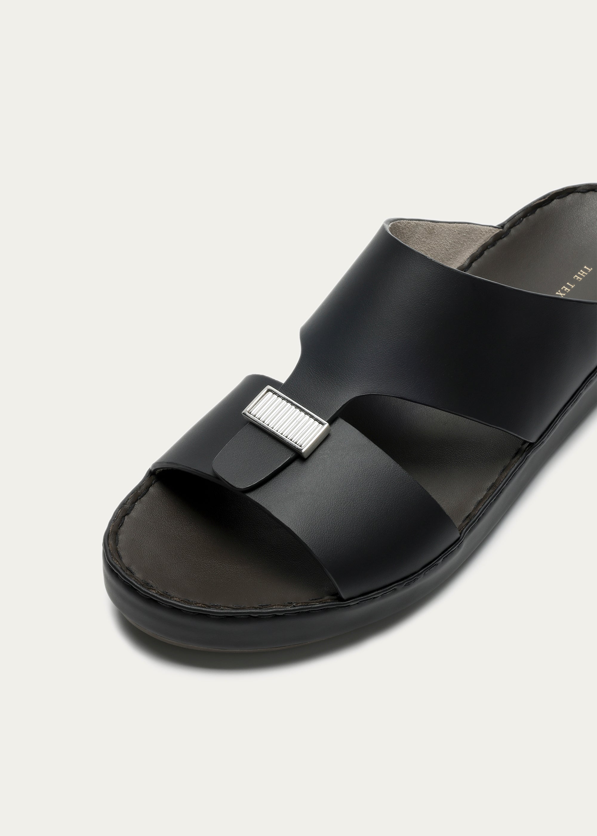 LUXURY BUCKLE CALF LEATHER SANDALS-PARTHENON SERIES-MATTE BLACK