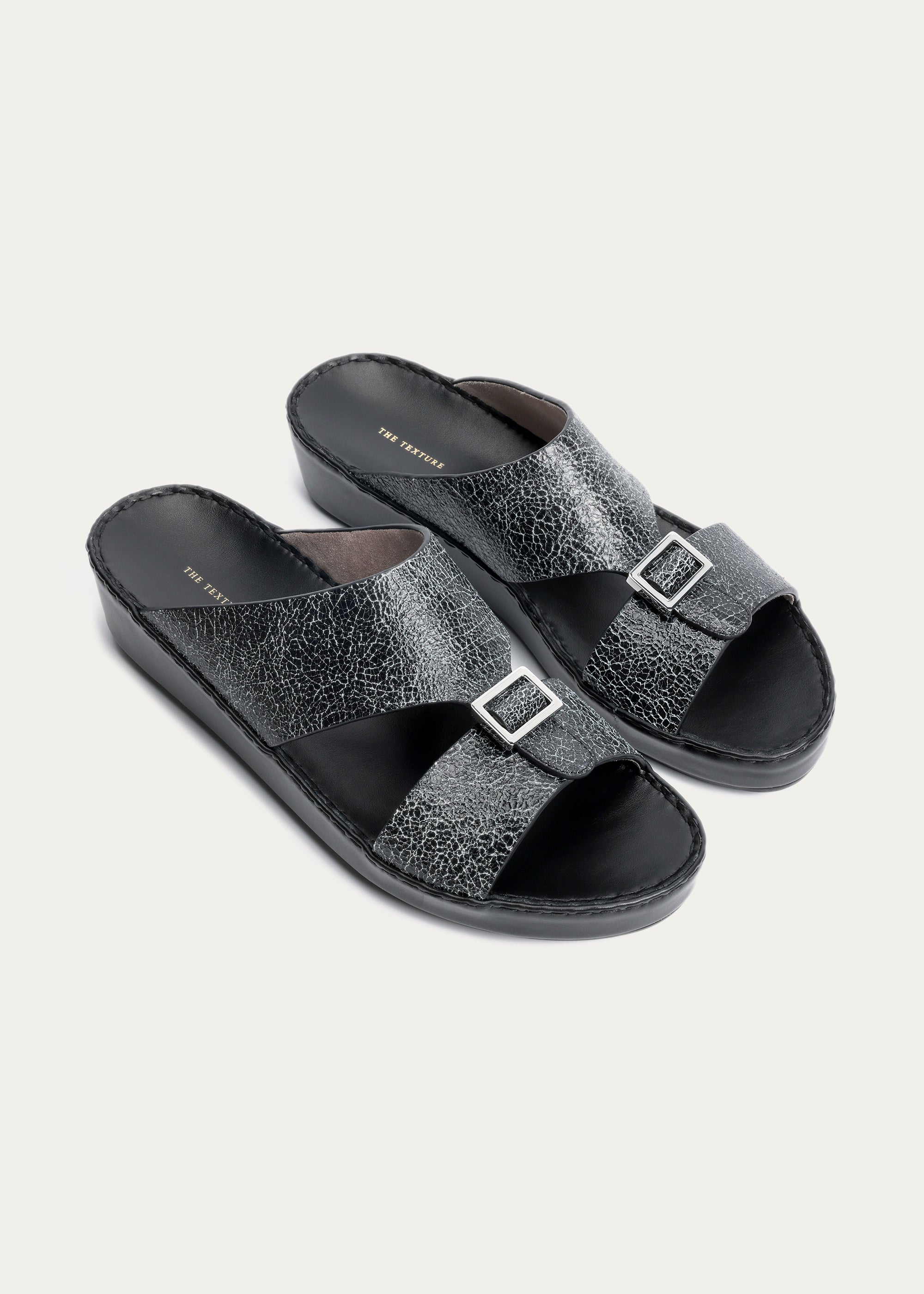 UNIQUE ICE CARKLE SANDALS-ICE CRACKLE SERIES-MIDNIGHT BLACK