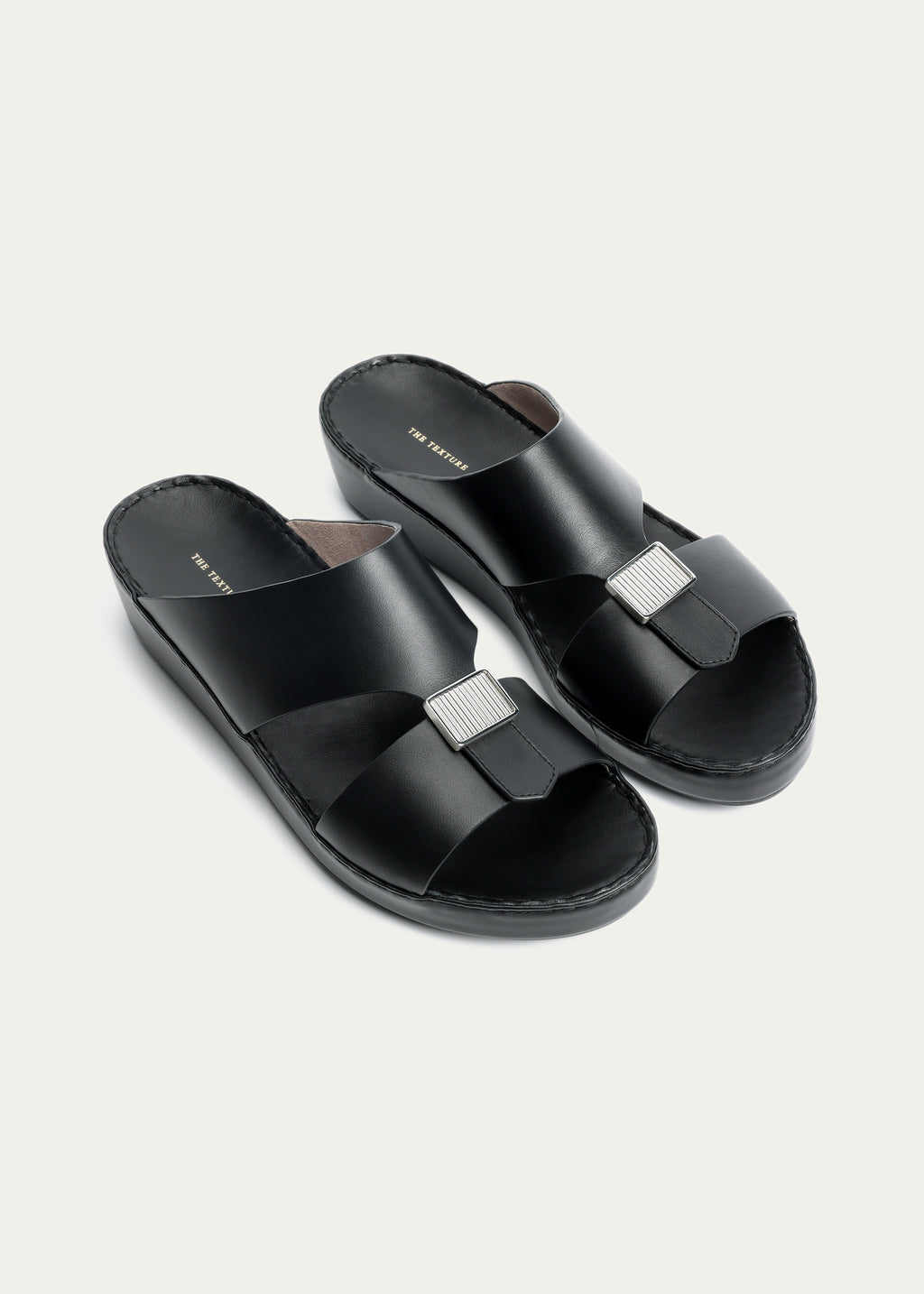 MATTE CALF LEATHER SANDALS-PHANTOM SERIES-DEEP BLACK