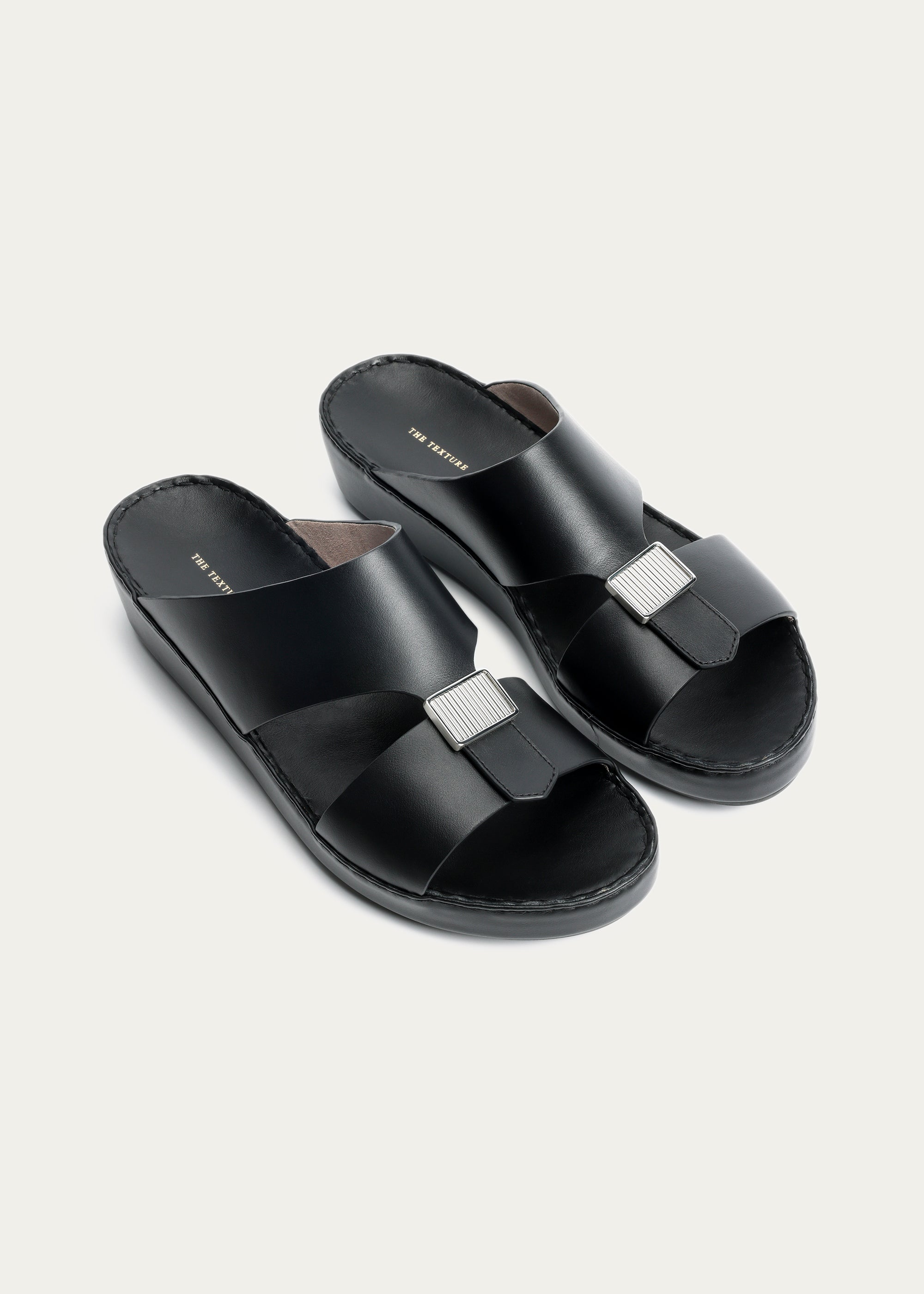 MATTE CALF LEATHER SANDALS-PHANTOM SERIES-DEEP BLACK