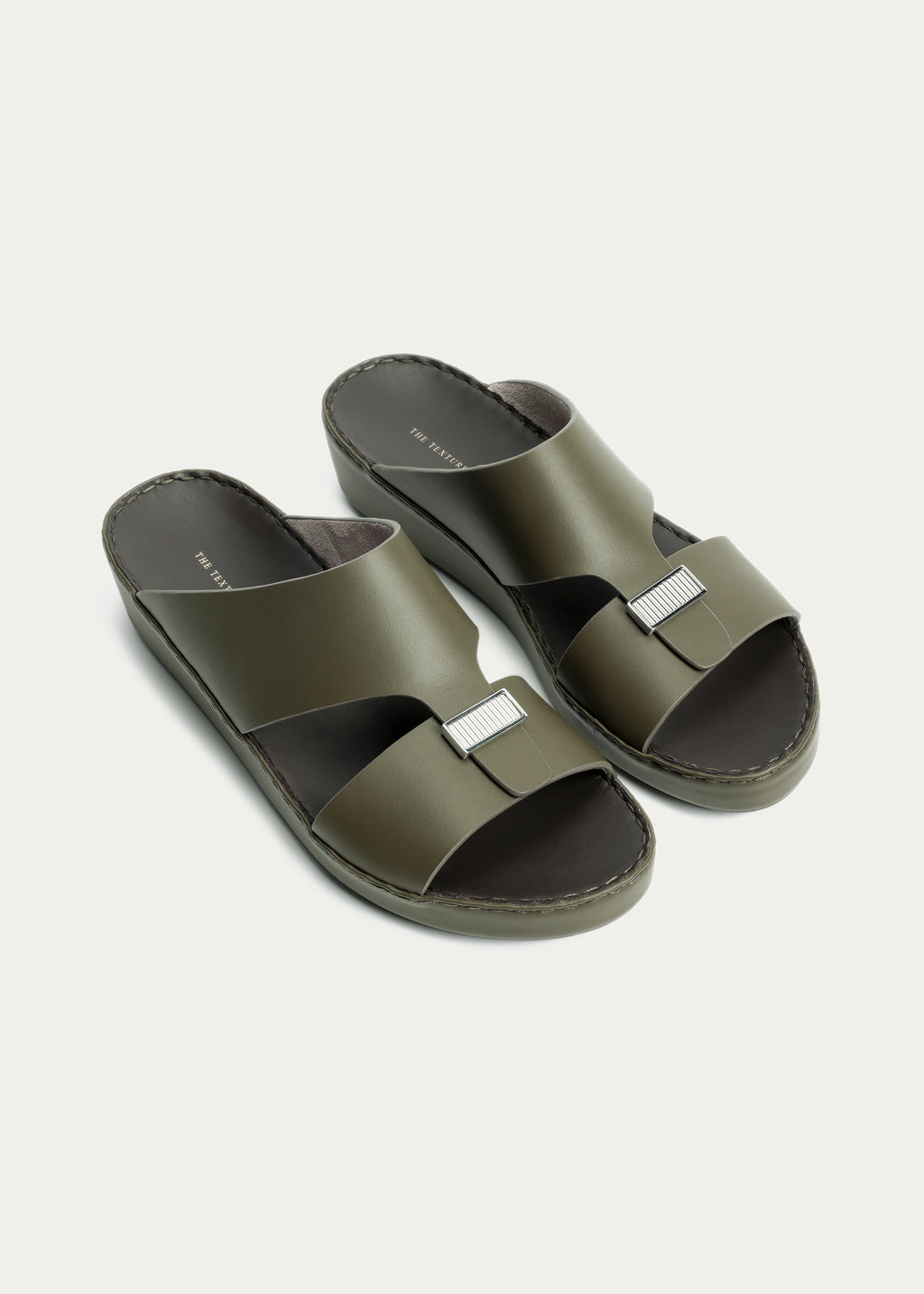 LUXURY BUCKLE CALF LEATHER SANDALS-PARTHENON SERIES-OLIVE