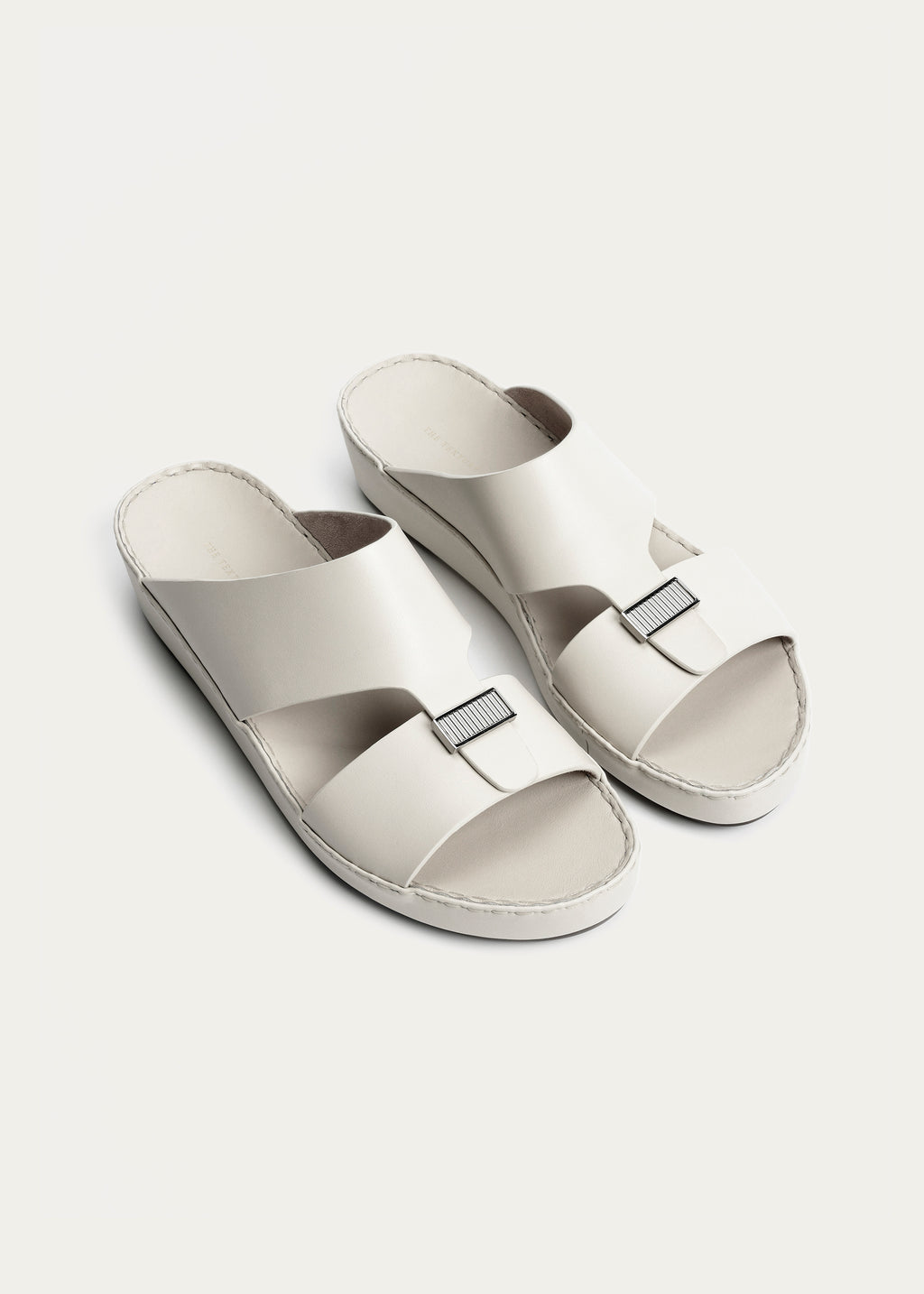 LUXURY BUCKLE CALF LEATHER SANDALS-PARTHENON SERIES-CREAM WHITE