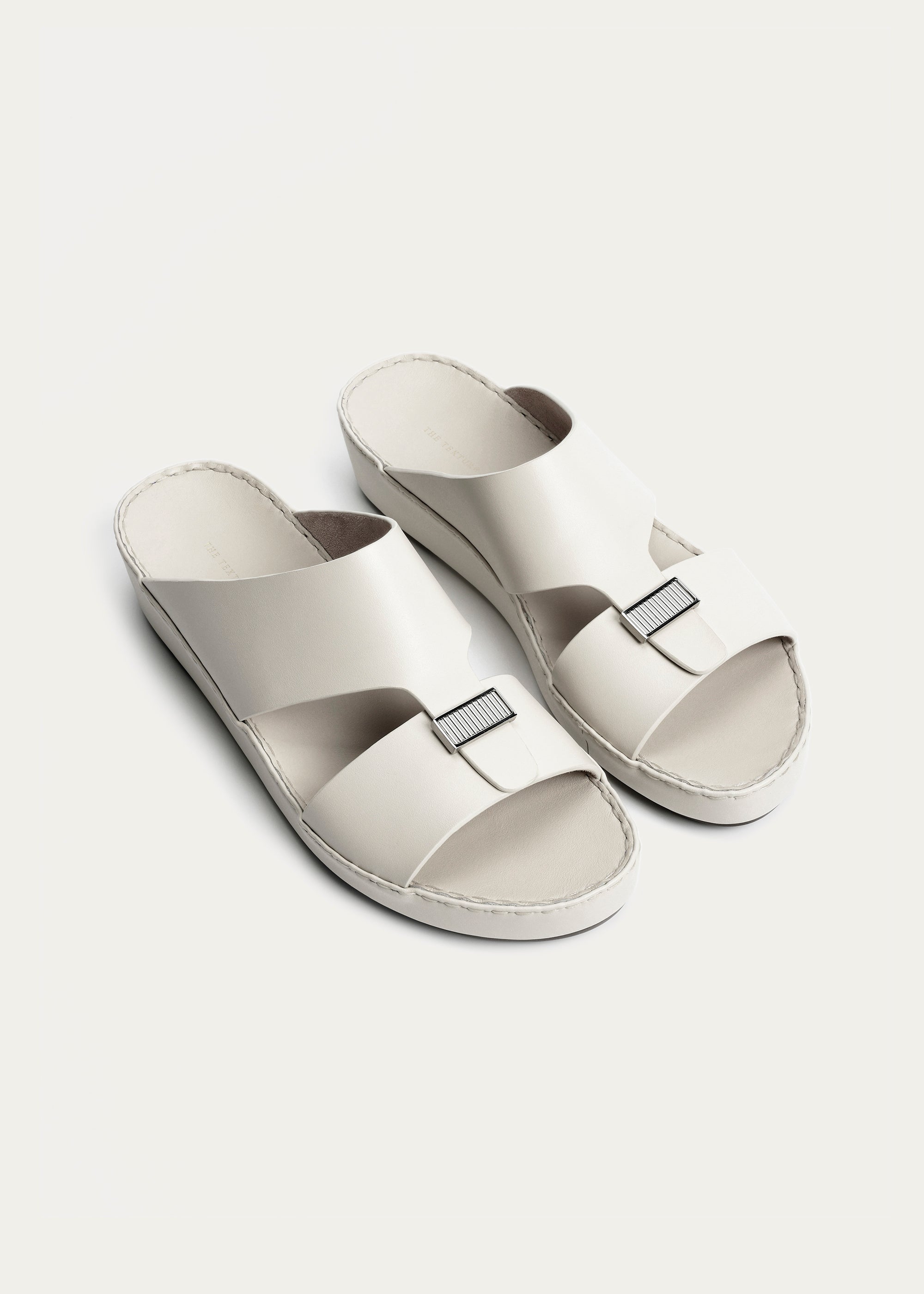 LUXURY BUCKLE CALF LEATHER SANDALS-PARTHENON SERIES-CREAM WHITE