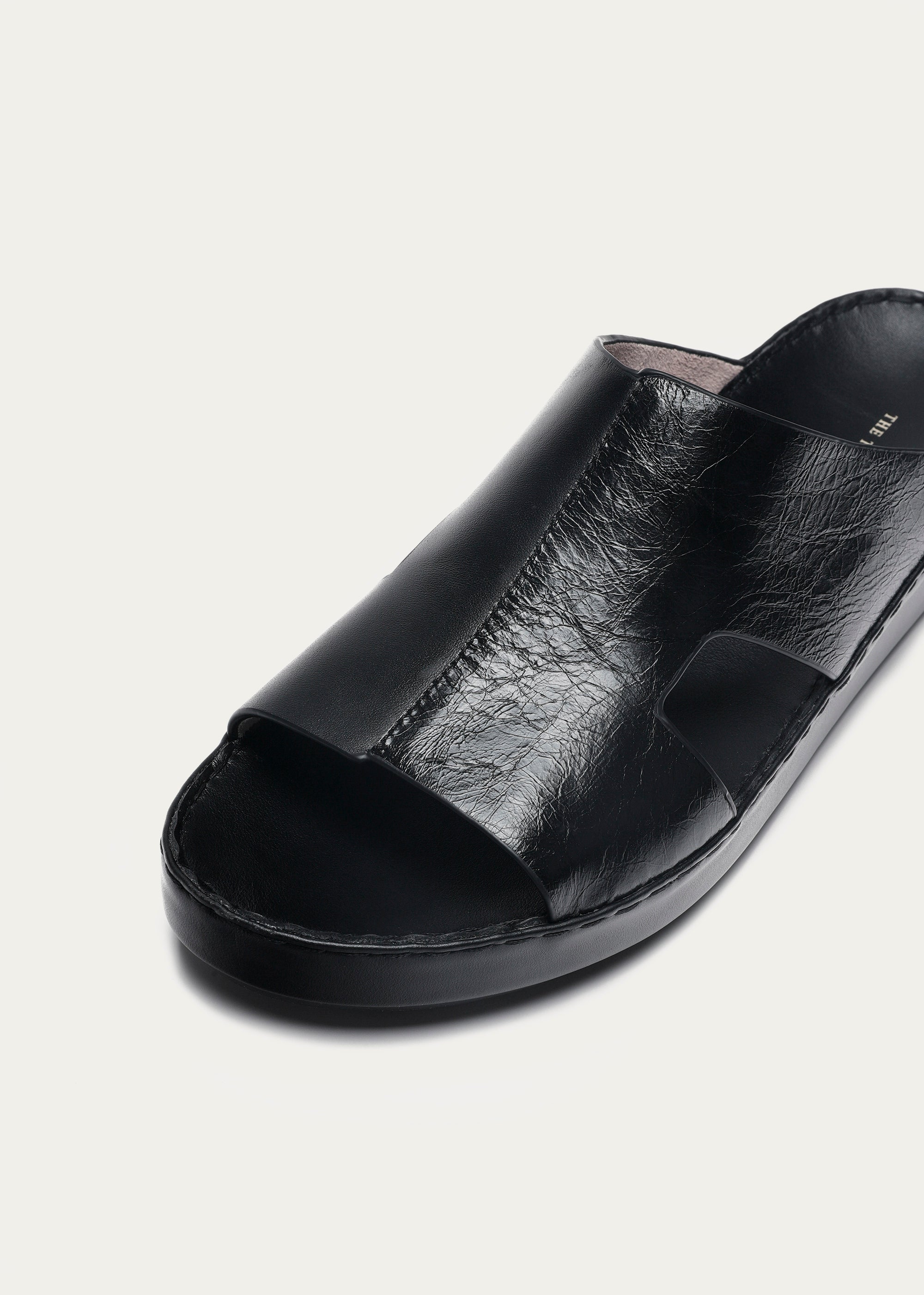CALF LEATHER SANDALS-TIMES SERIES-MIDNIGHT BLACK