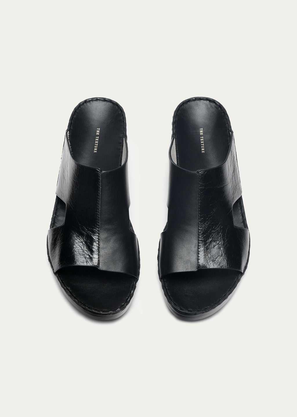 CALF LEATHER SANDALS-TIMES SERIES-MIDNIGHT BLACK