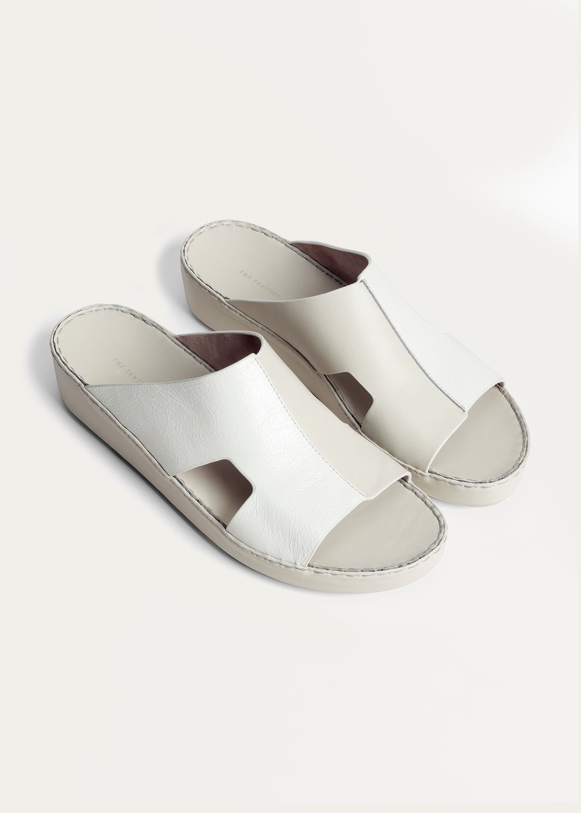 CALF LEATHER SANDALS-TIMES SERIES-DAY LIGHT WHITE