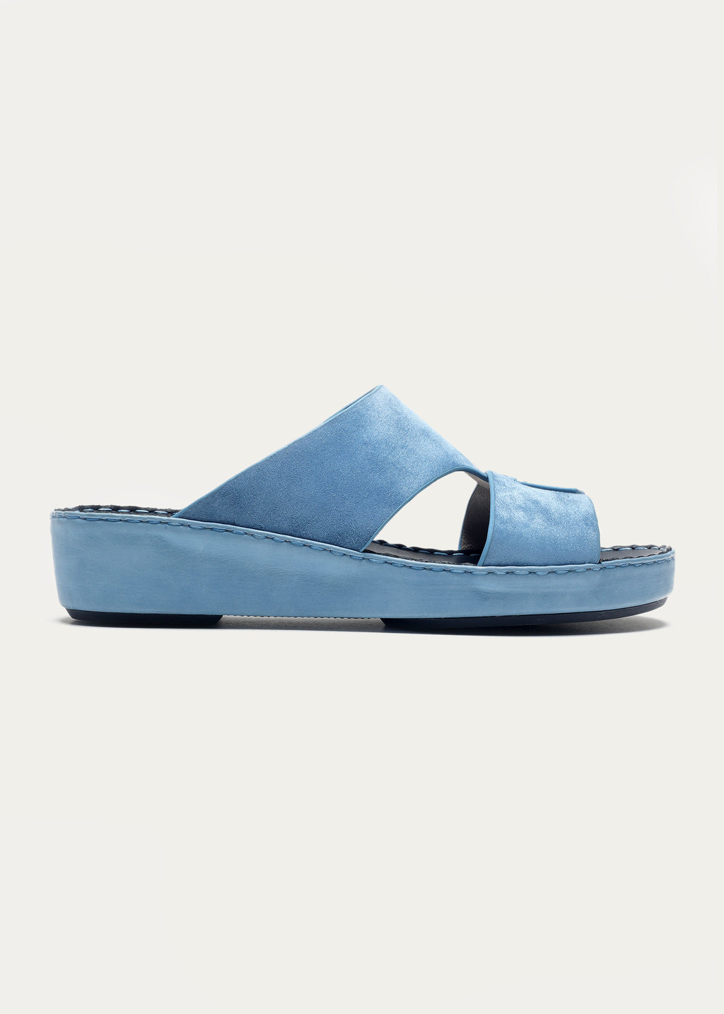 SUEDE BABY CALF LEATHER SANDALS-SUEDE SERIES-DENIM BLUE