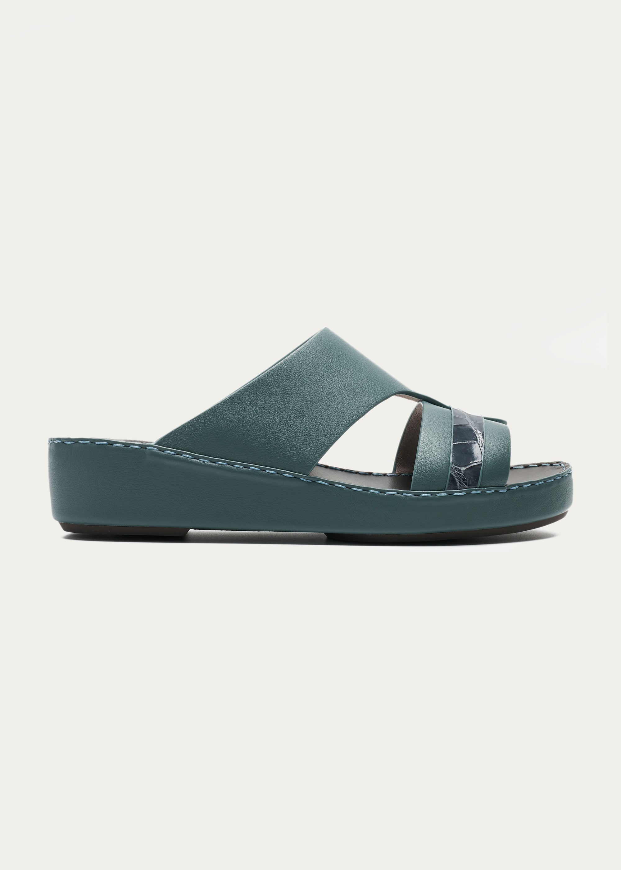 CROCODILE LEATHER SANDALS-PRECIOUS SERIES-STORM BLUE