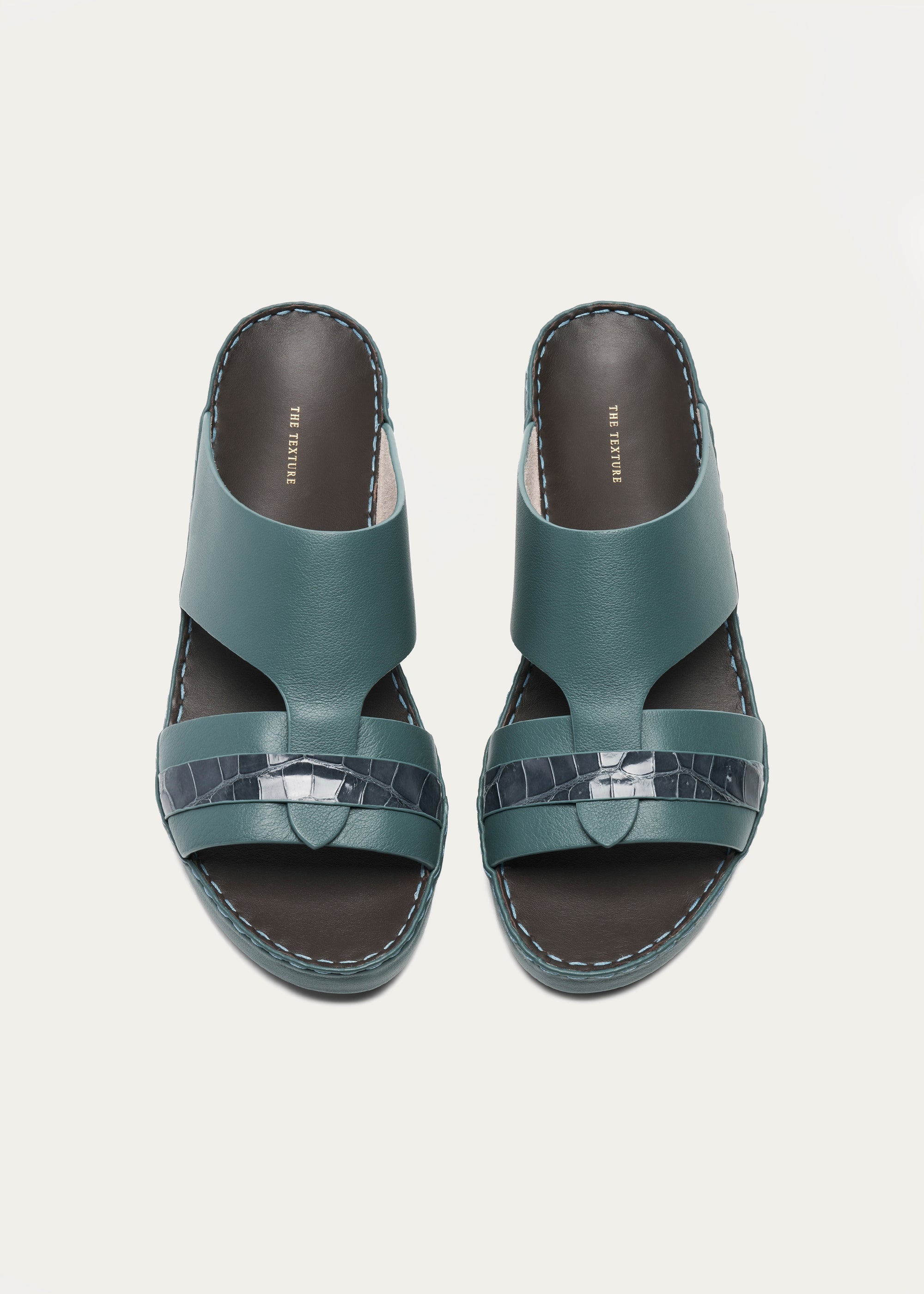 CROCODILE LEATHER SANDALS-PRECIOUS SERIES-STORM BLUE