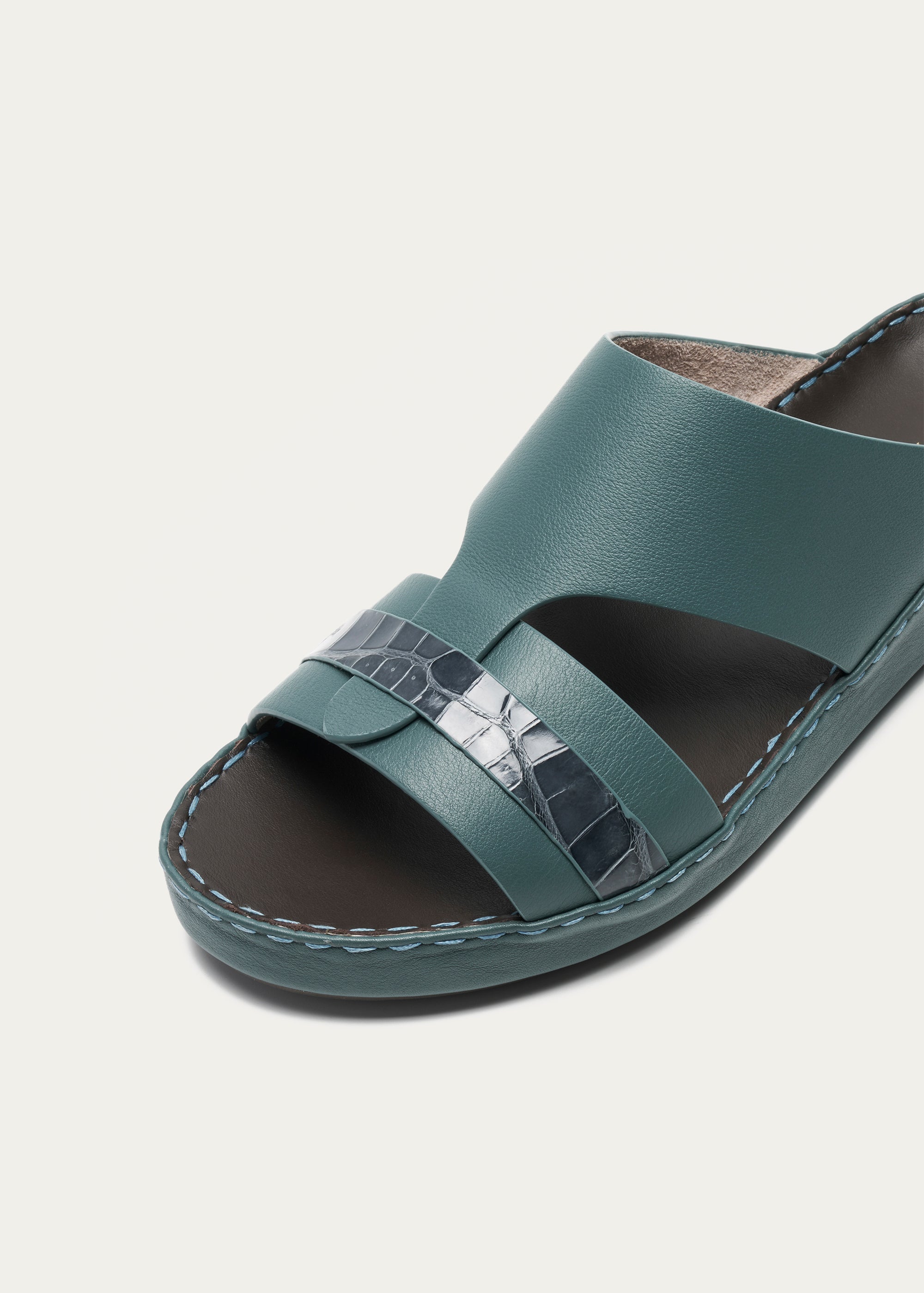 CROCODILE LEATHER SANDALS-PRECIOUS SERIES-STORM BLUE